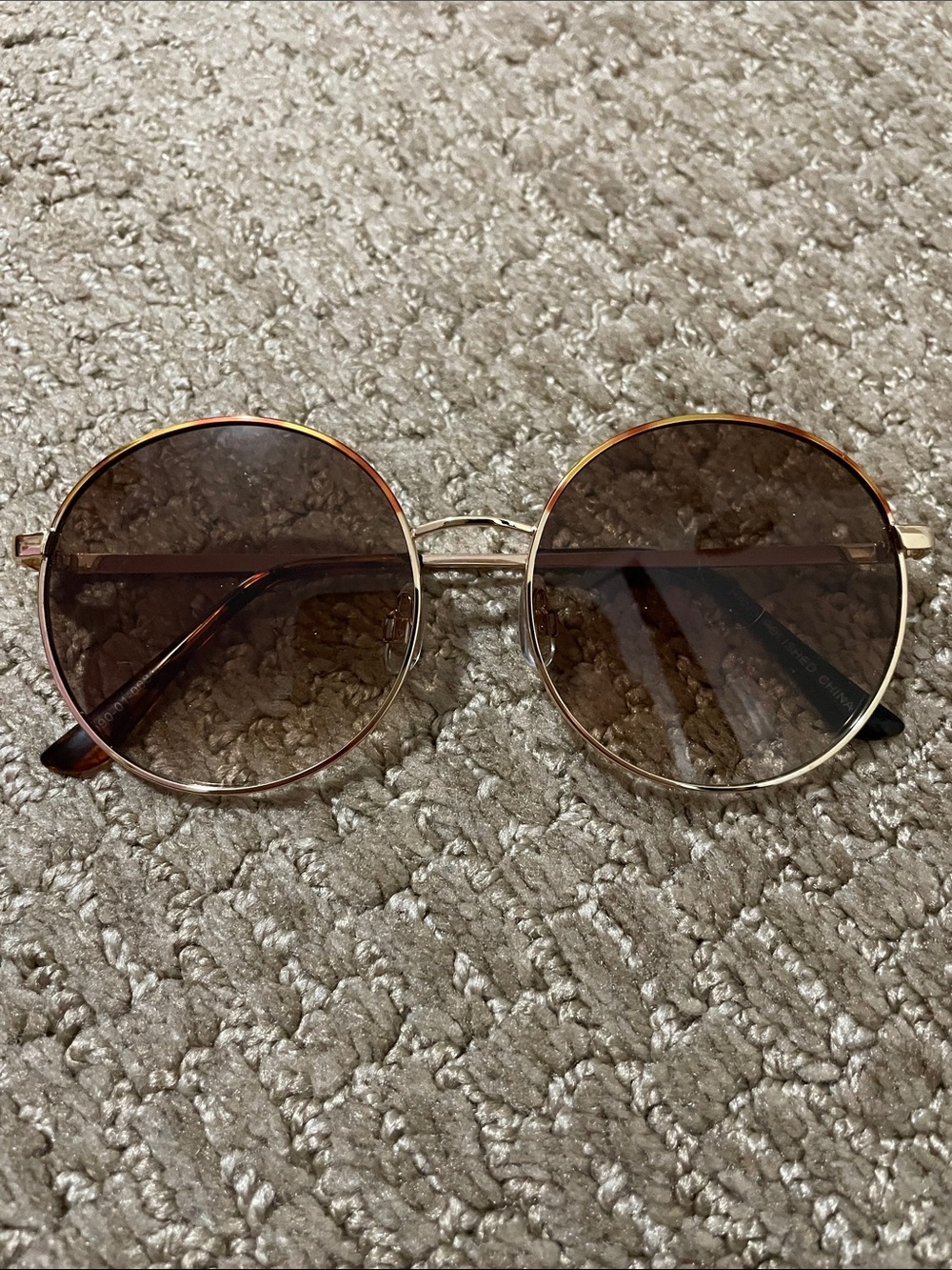 Round Gold Frame Brown Lens Women's Sunglasses